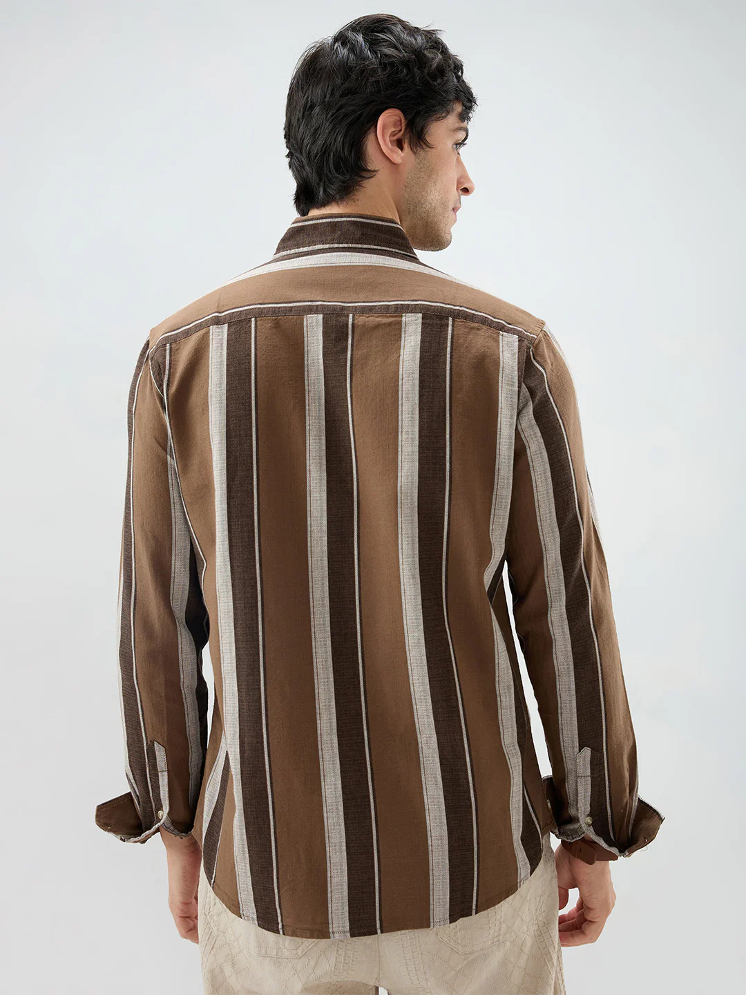 Earthy Brown Sylvan Striped Shirt - Image 7