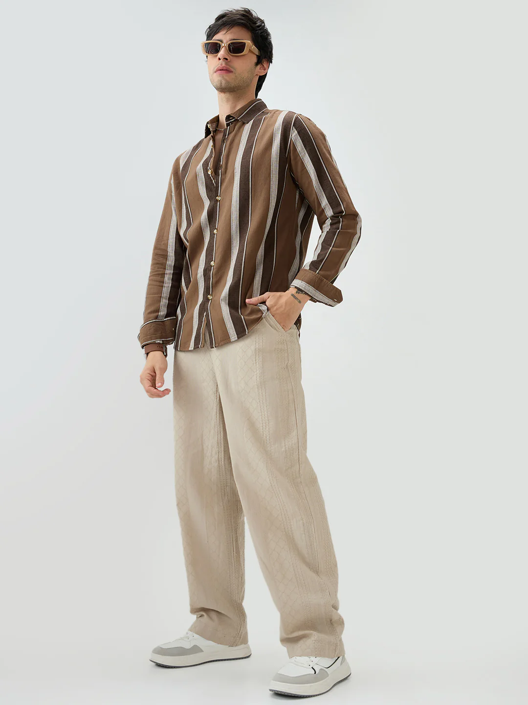 Earthy Brown Sylvan Striped Shirt - Image 8