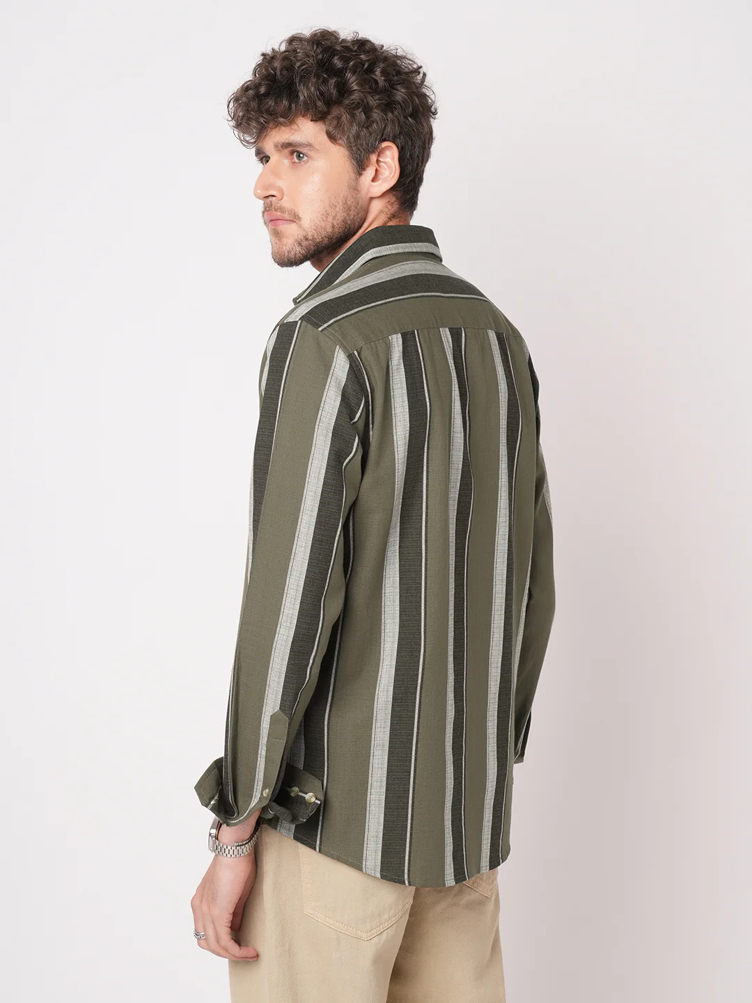 Earthy Olive Sylvan Striped Shirt - Image 6