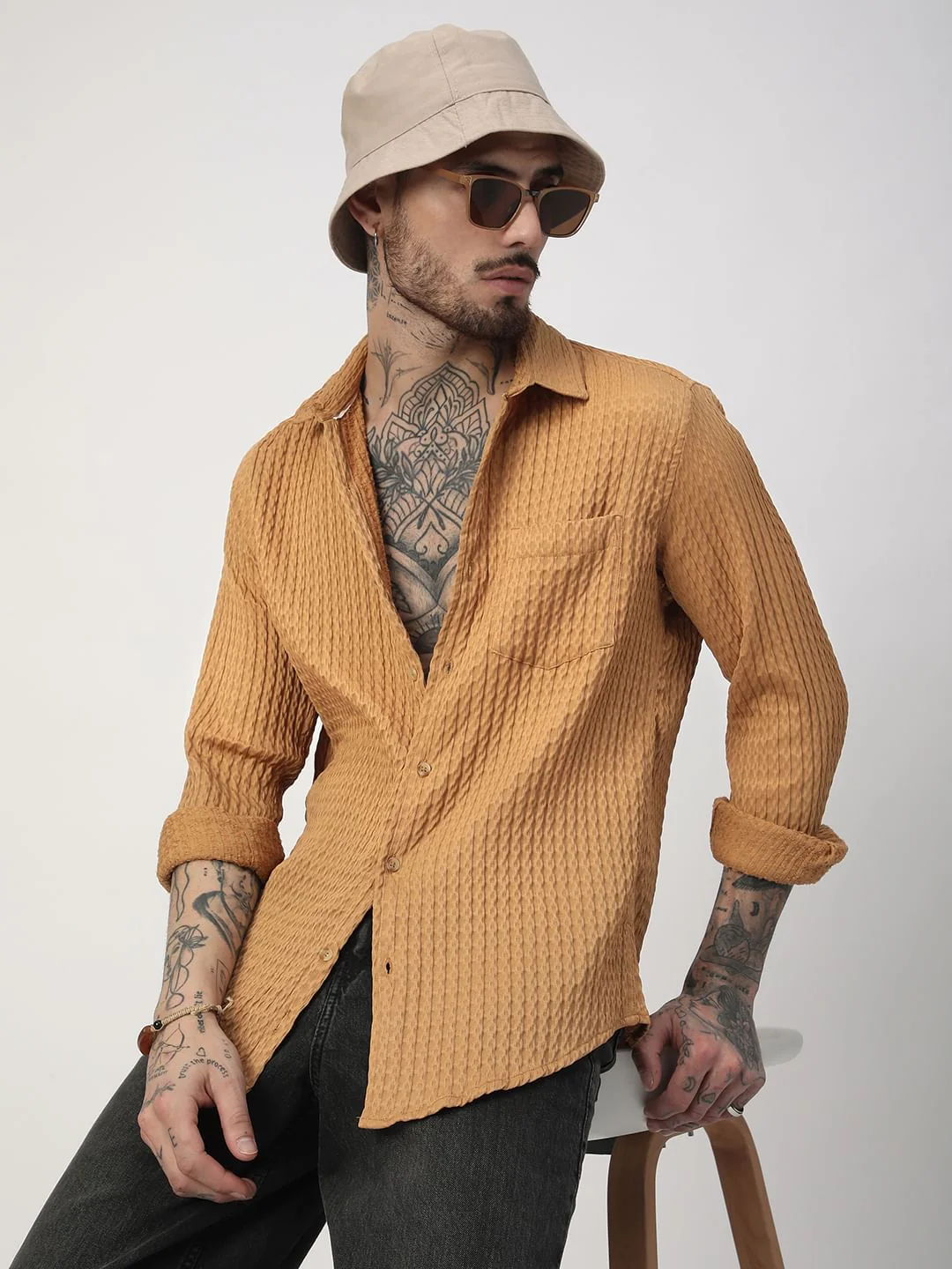 Eccentric Bronze Jacquard Shirt - Image 3