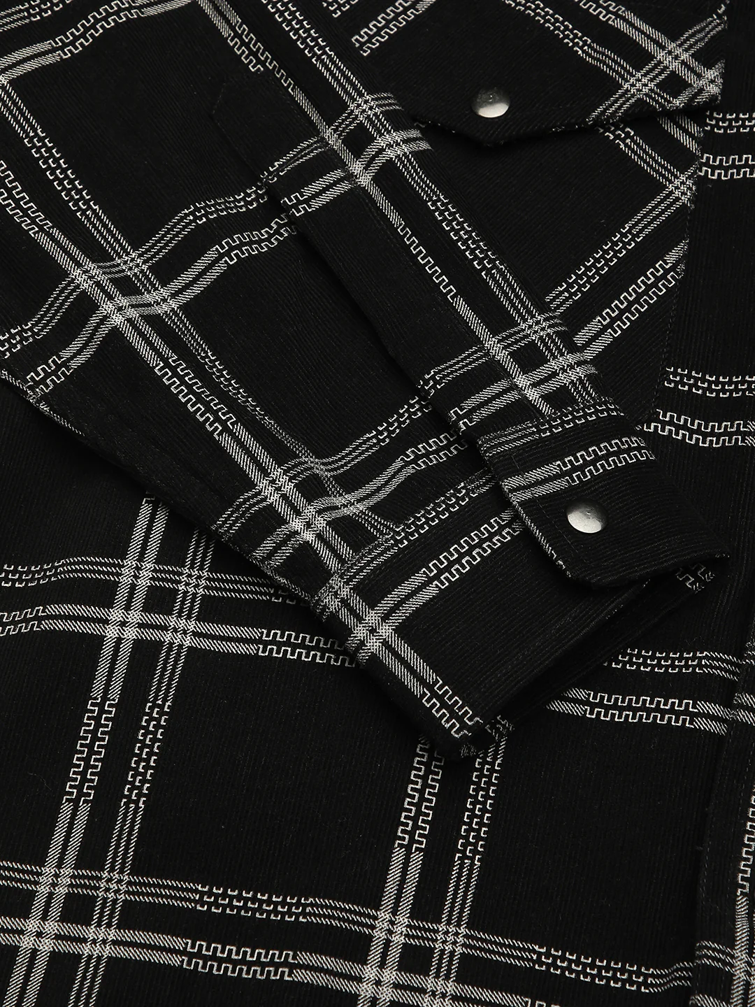 Elan Black Checks Double Flap Pocket Corduroy Overshirt - Image 9