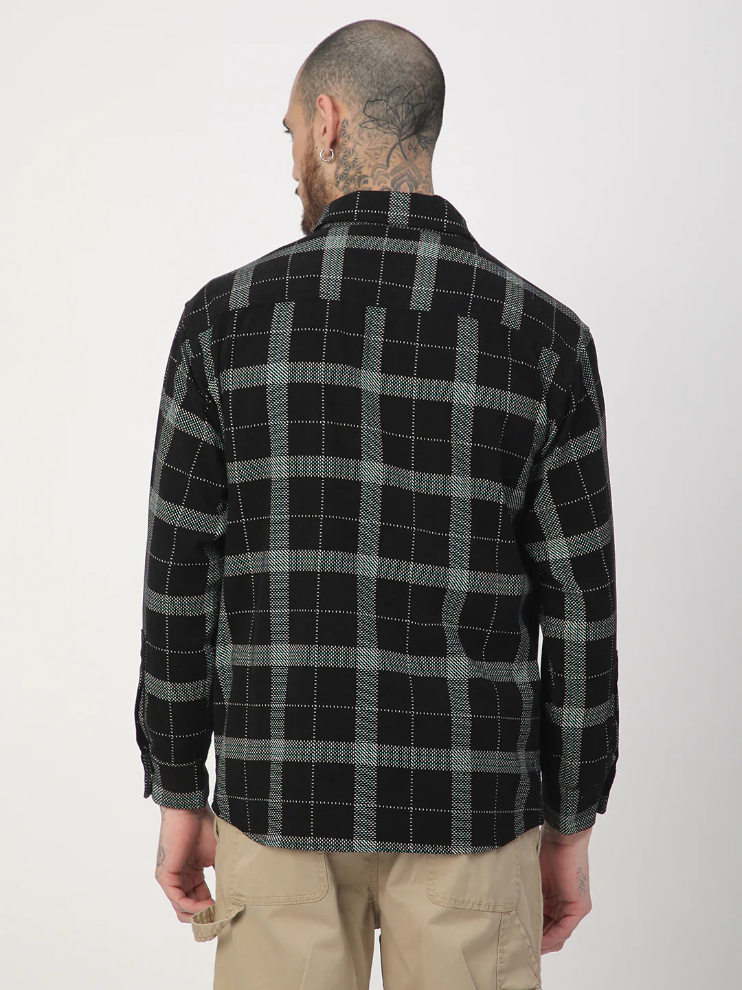 Elan Black Dot Checks Double Flap Pocket Corduroy Overshirt - Image 7