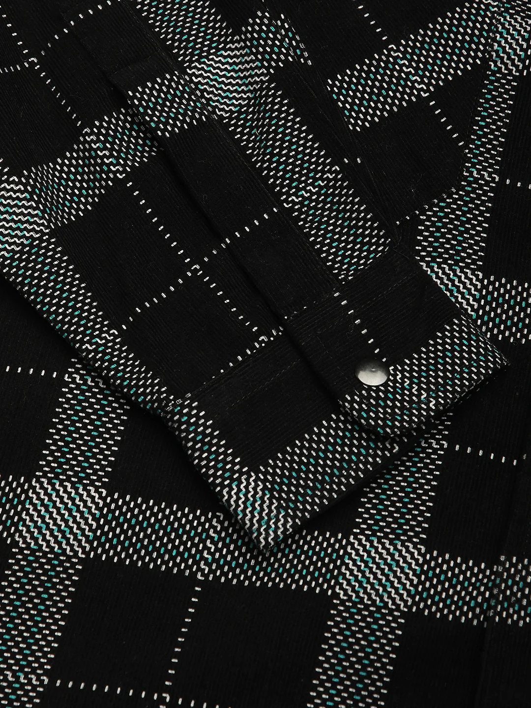 Elan Black Dot Checks Double Flap Pocket Corduroy Overshirt - Image 9