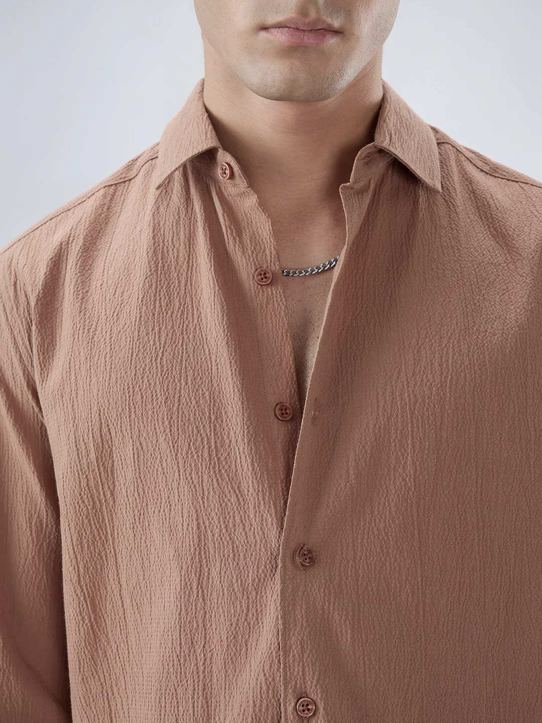 Elegant Apricot Textured Shirt - Image 3