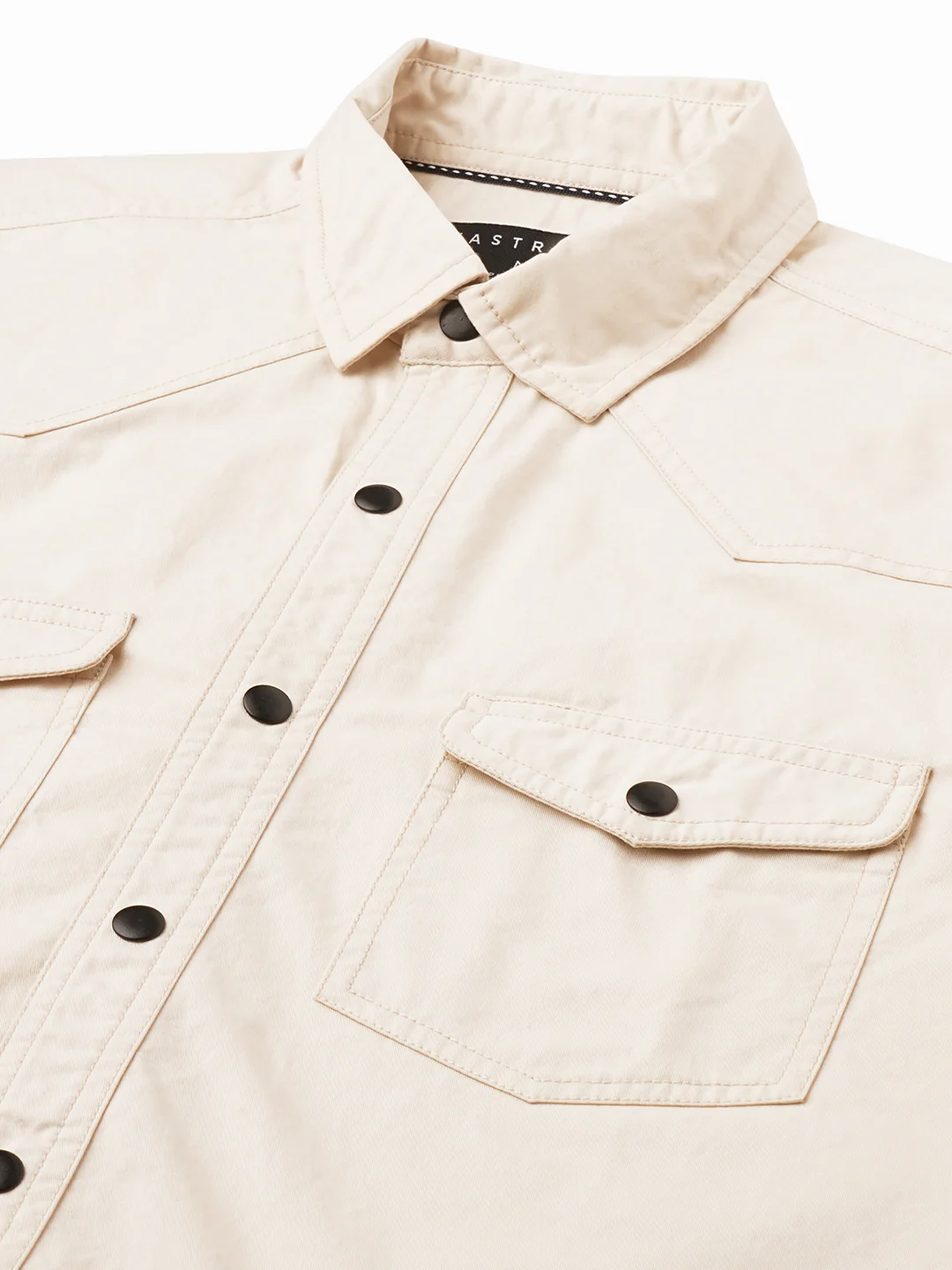 Elegant Beige Double Pocket Overshirt - Image 3