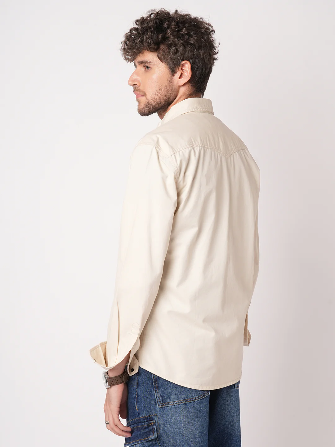 Elegant Beige Double Pocket Overshirt - Image 6