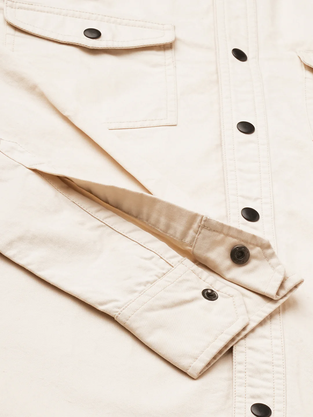 Elegant Beige Double Pocket Overshirt - Image 8