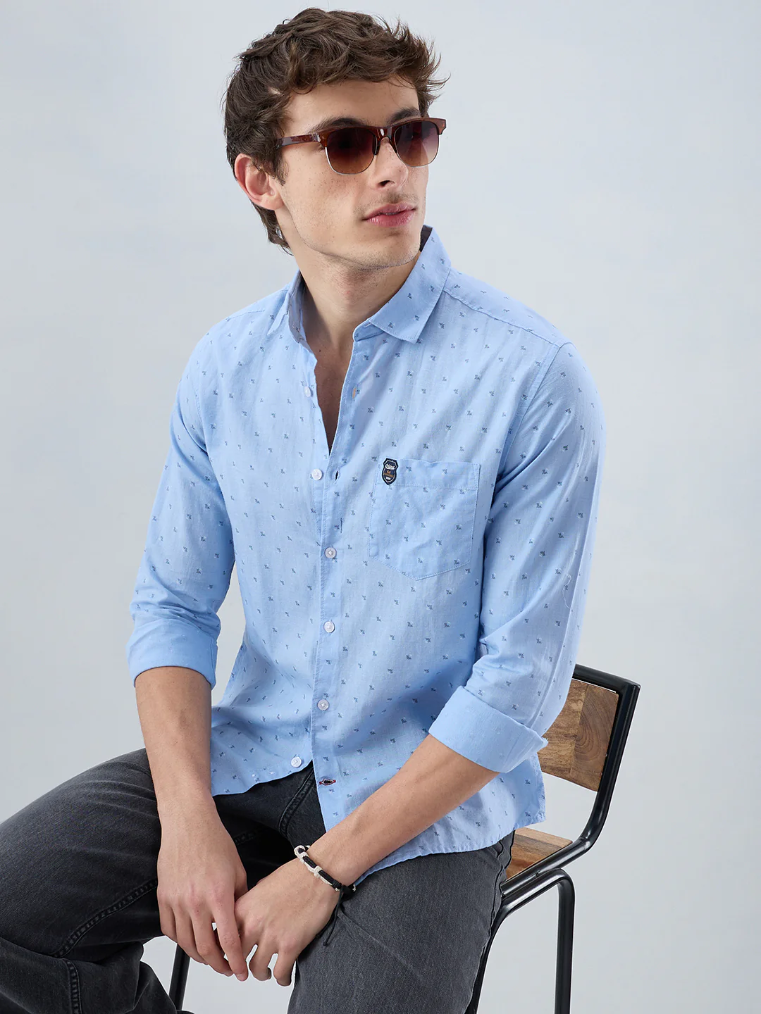 Elegant Blue Printed Everyday Shirt - Image 4