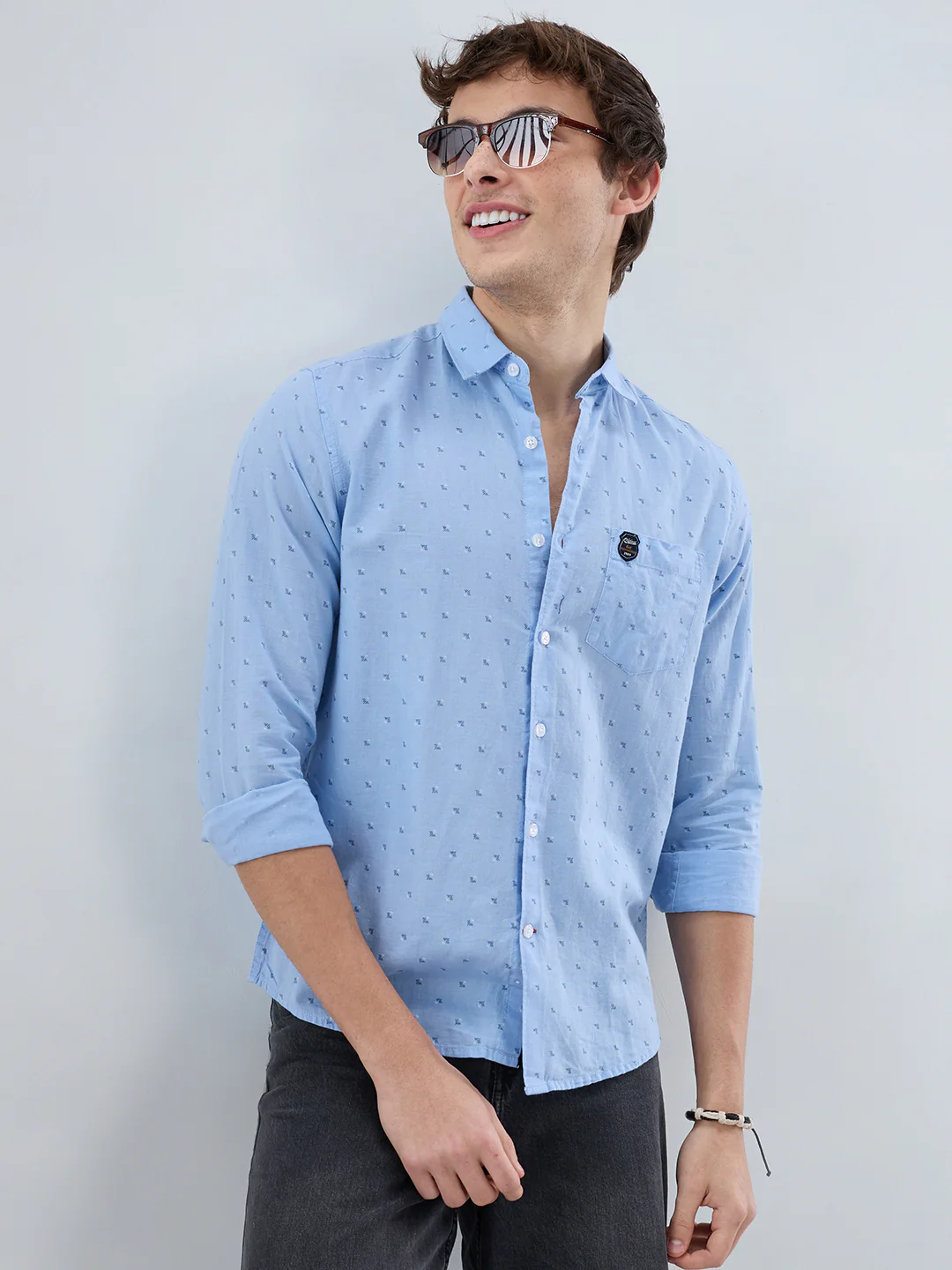 Elegant Blue Printed Everyday Shirt - Image 5