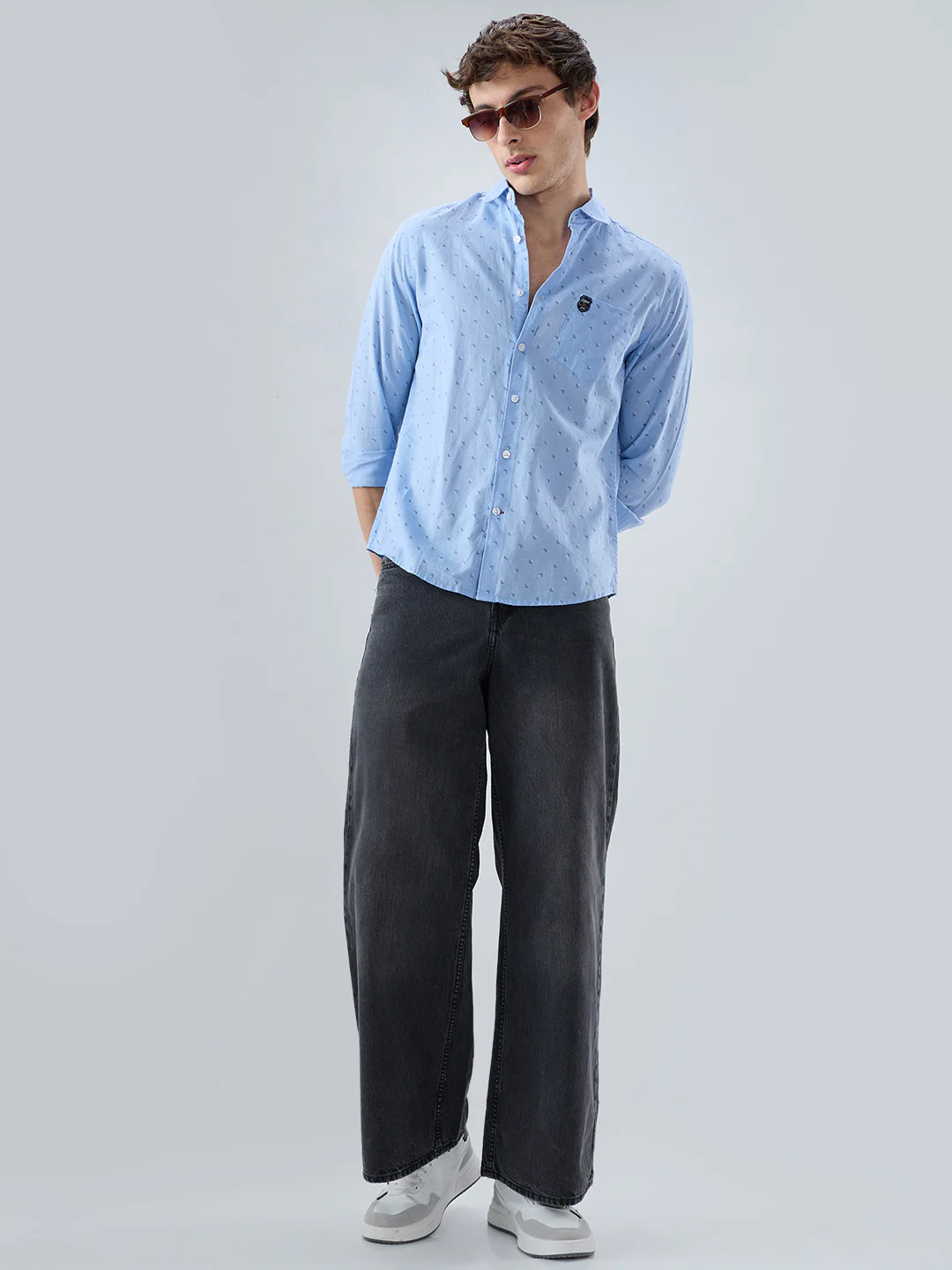 Elegant Blue Printed Everyday Shirt - Image 8