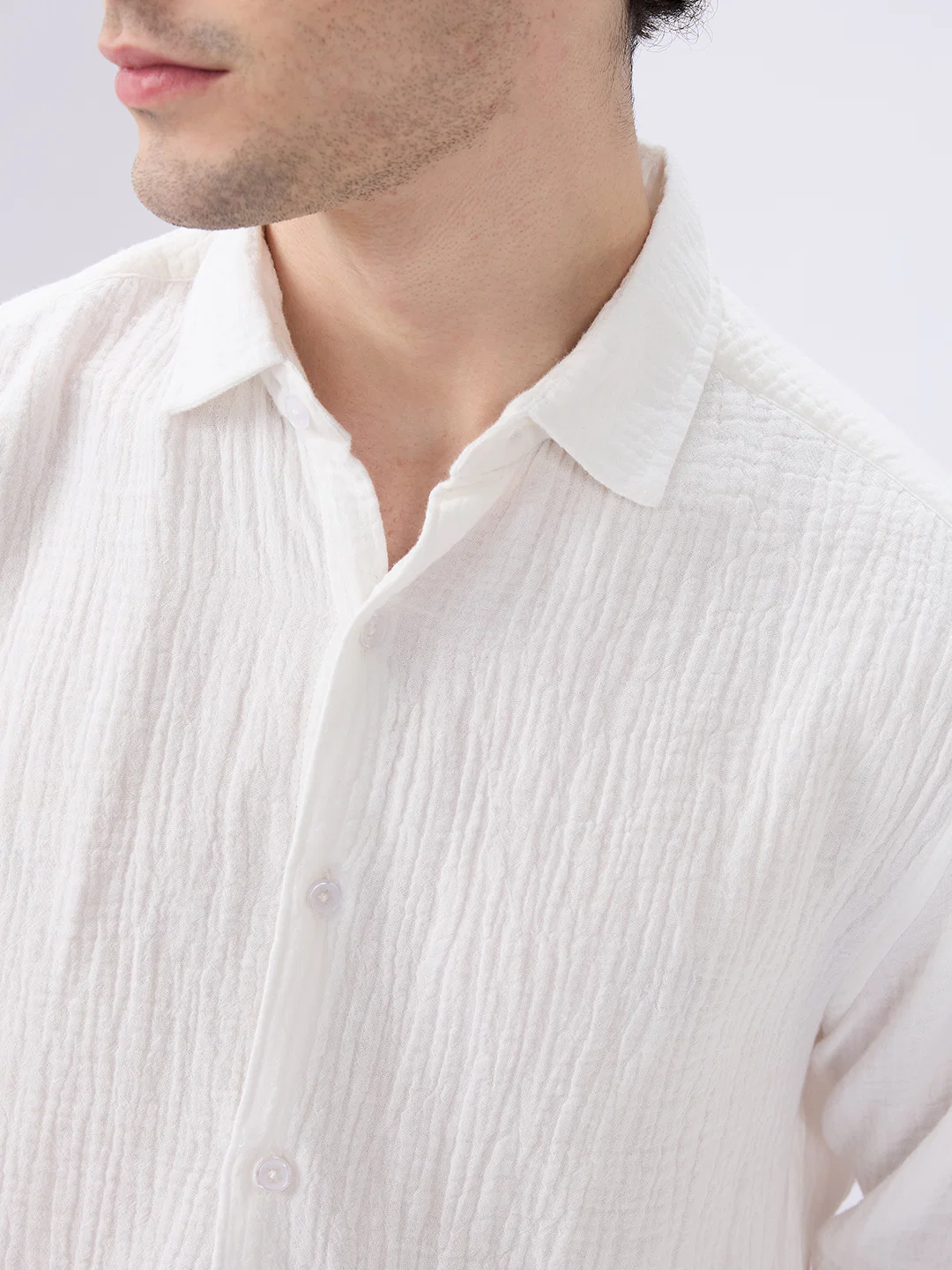 Elegant Cloud White Double Cloth Shirt - Image 3