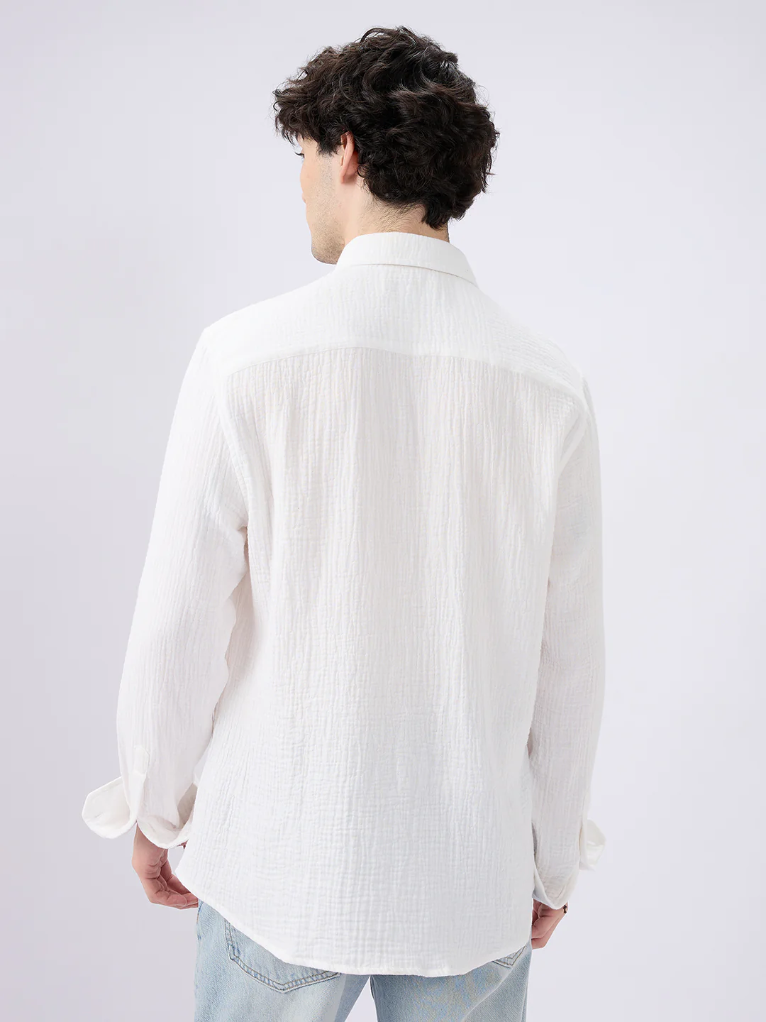 Elegant Cloud White Double Cloth Shirt - Image 6