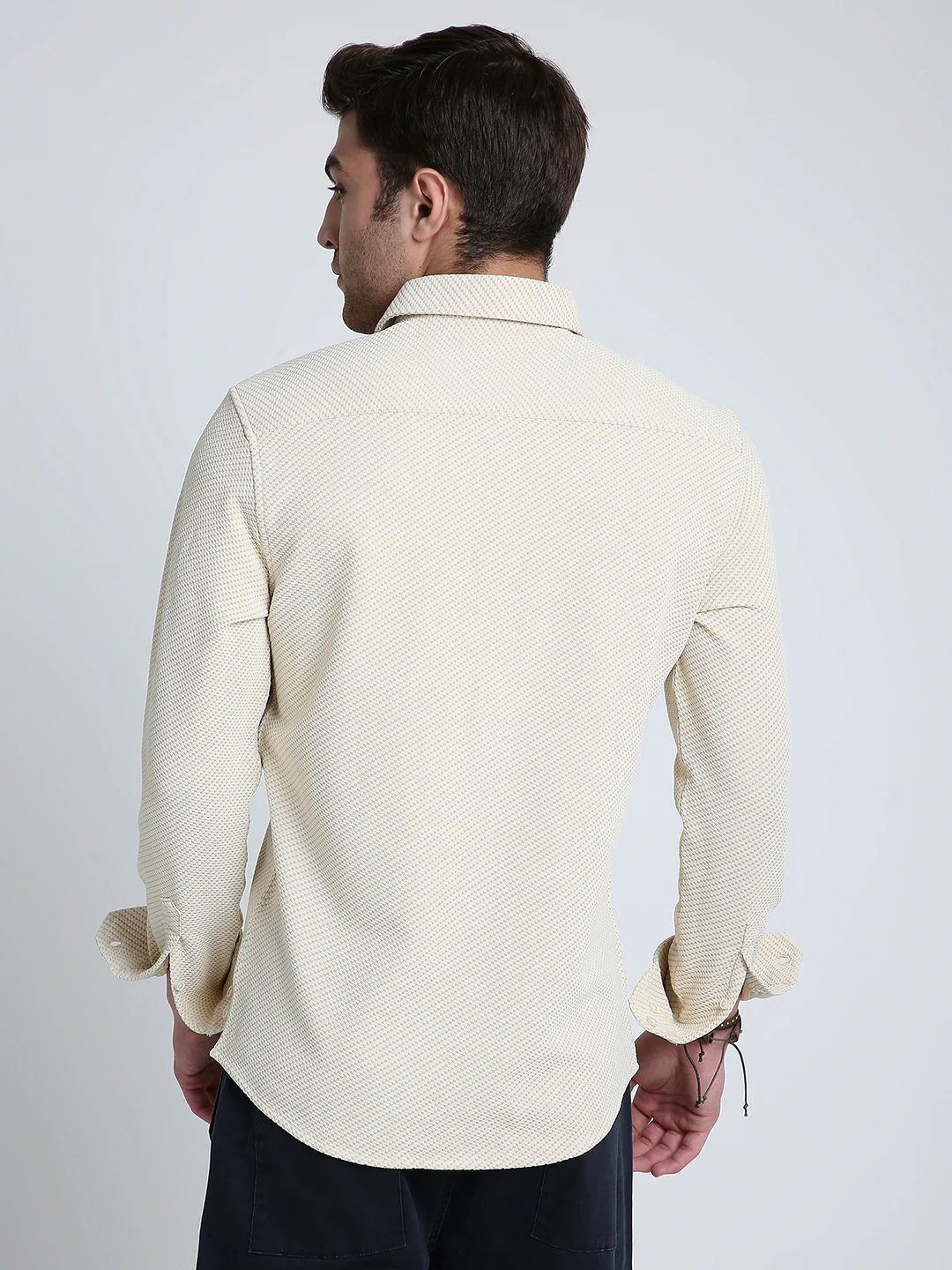 Elegant Cream Illusion Panel Shirt - Image 5