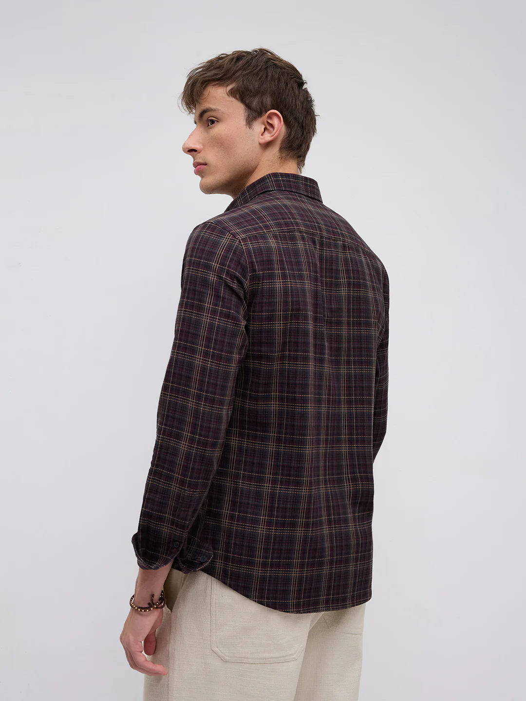 Elegant Deep Maroon Multi Checks Shirt - Image 8