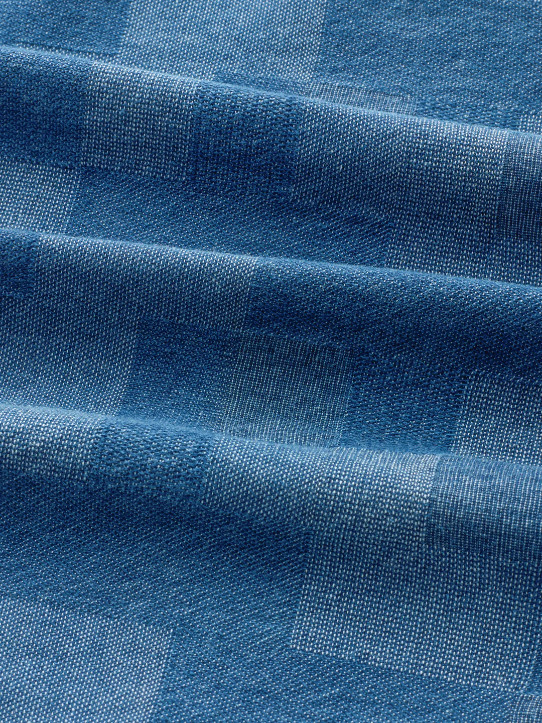 Elegant Denim Blue Box Checks Acid Wash Straight-Fit Trousers - Image 9