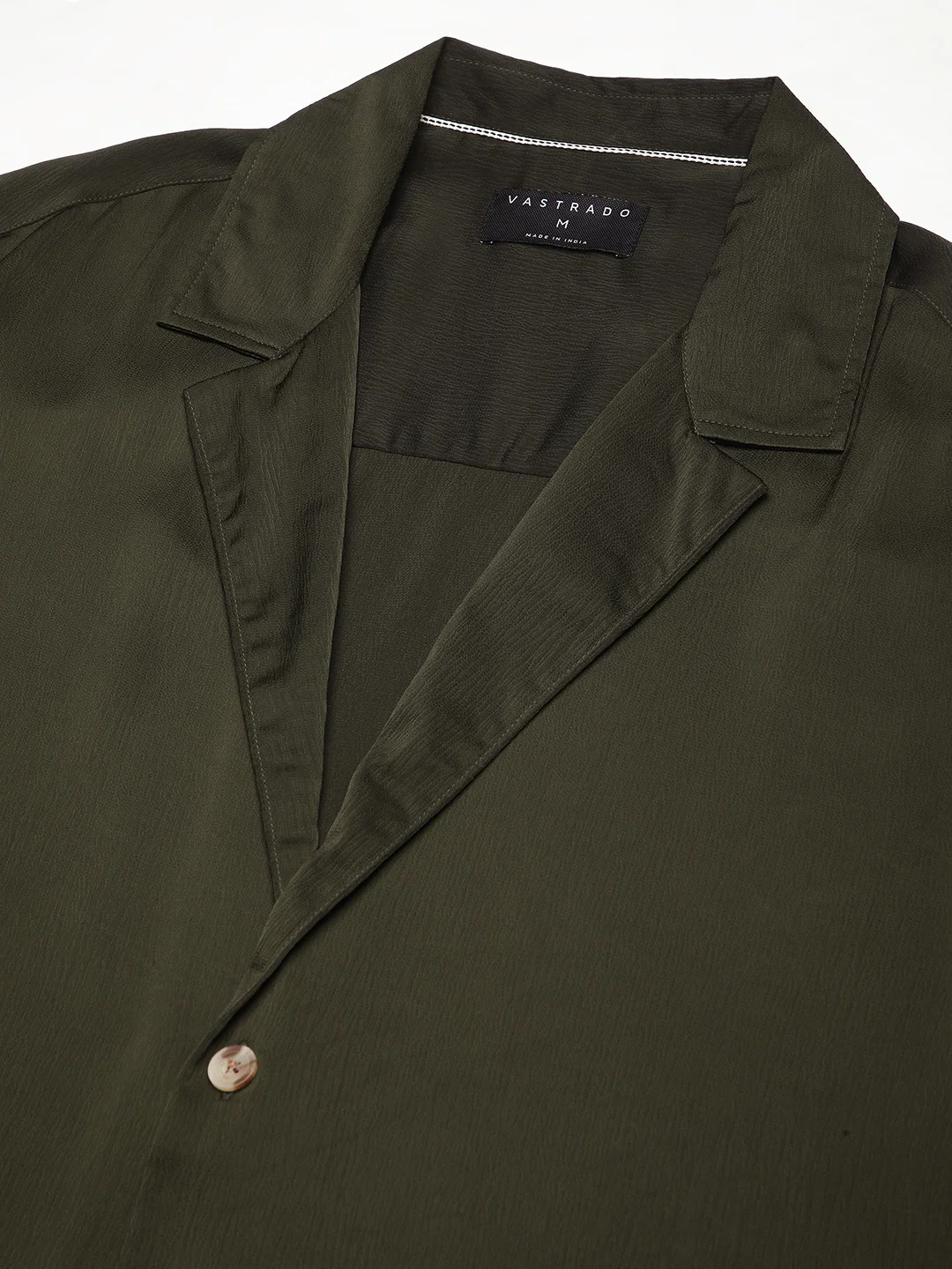 Elegant Green Crinkled Lapel Collar Oversized Shirt - Image 3