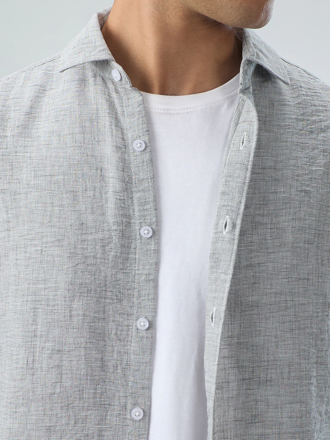 Elegant Grey Textured Shirt - Image 3