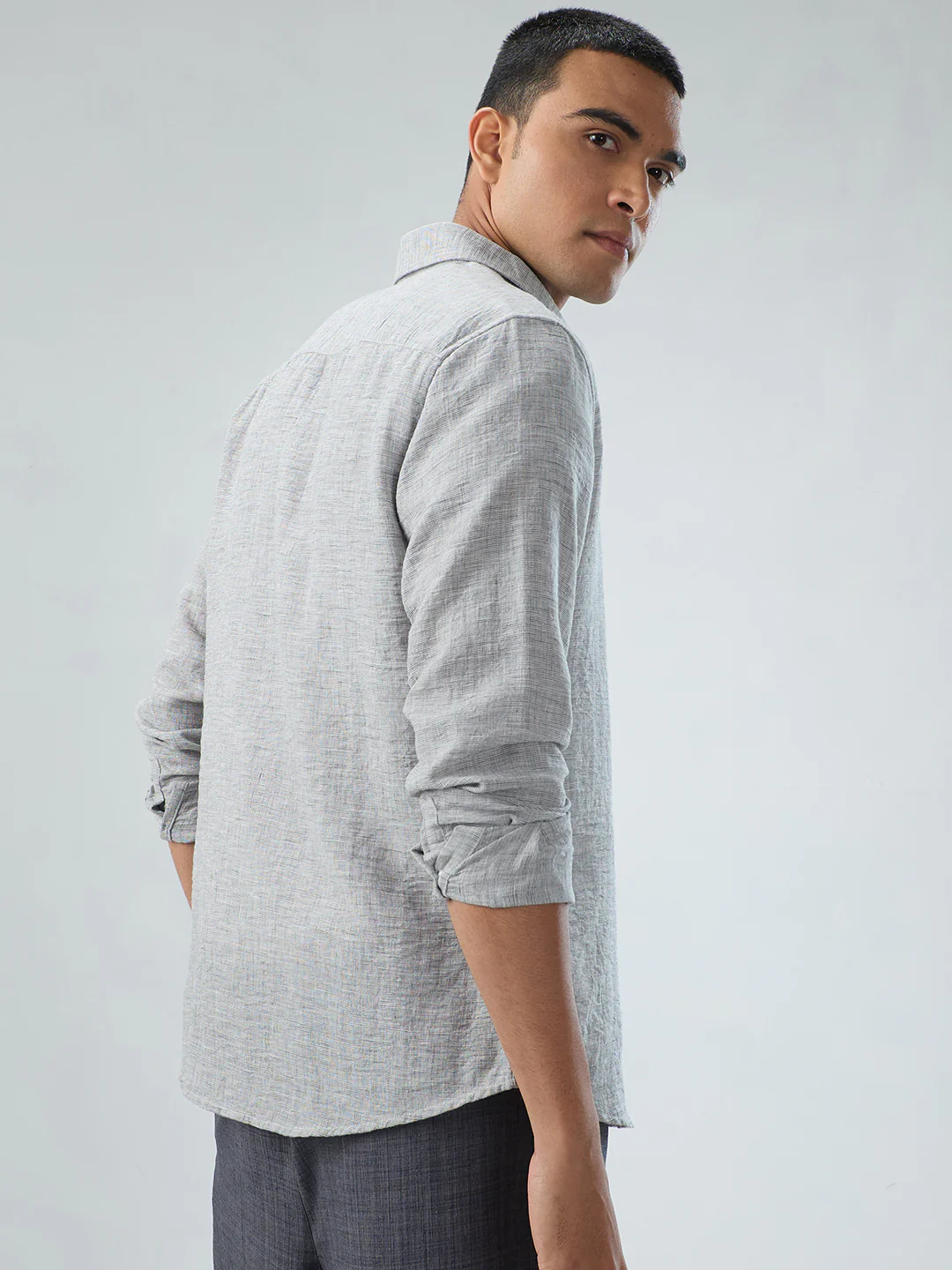 Elegant Grey Textured Shirt - Image 6
