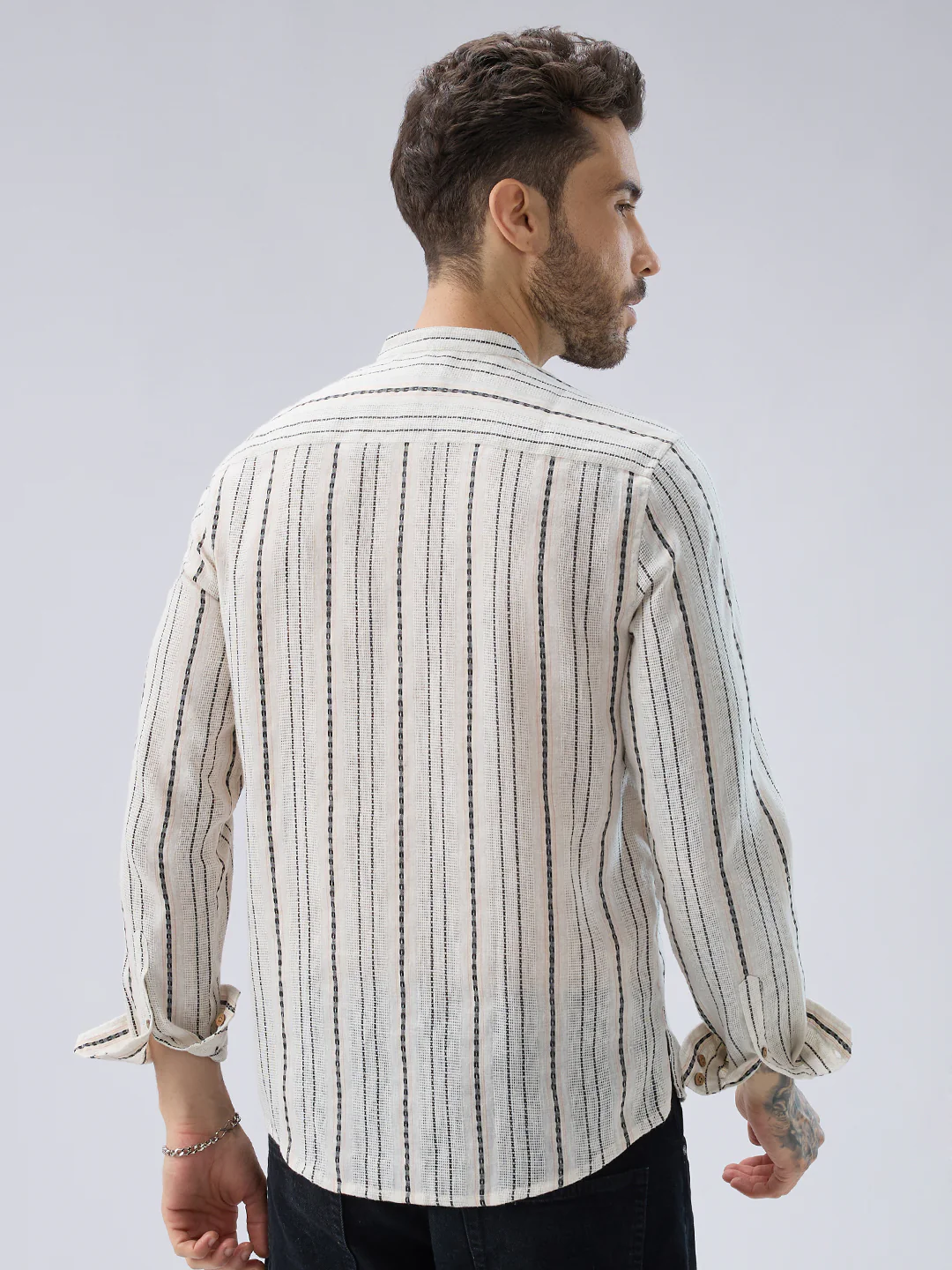 Elegant Ivory Loomed Textured Kurta - Image 6