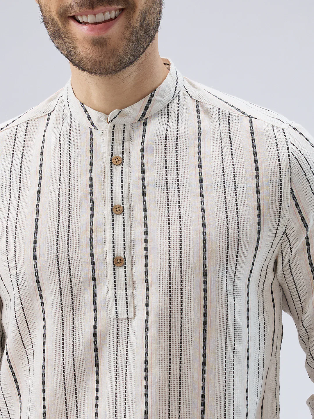 Elegant Ivory Loomed Textured Kurta - Image 8