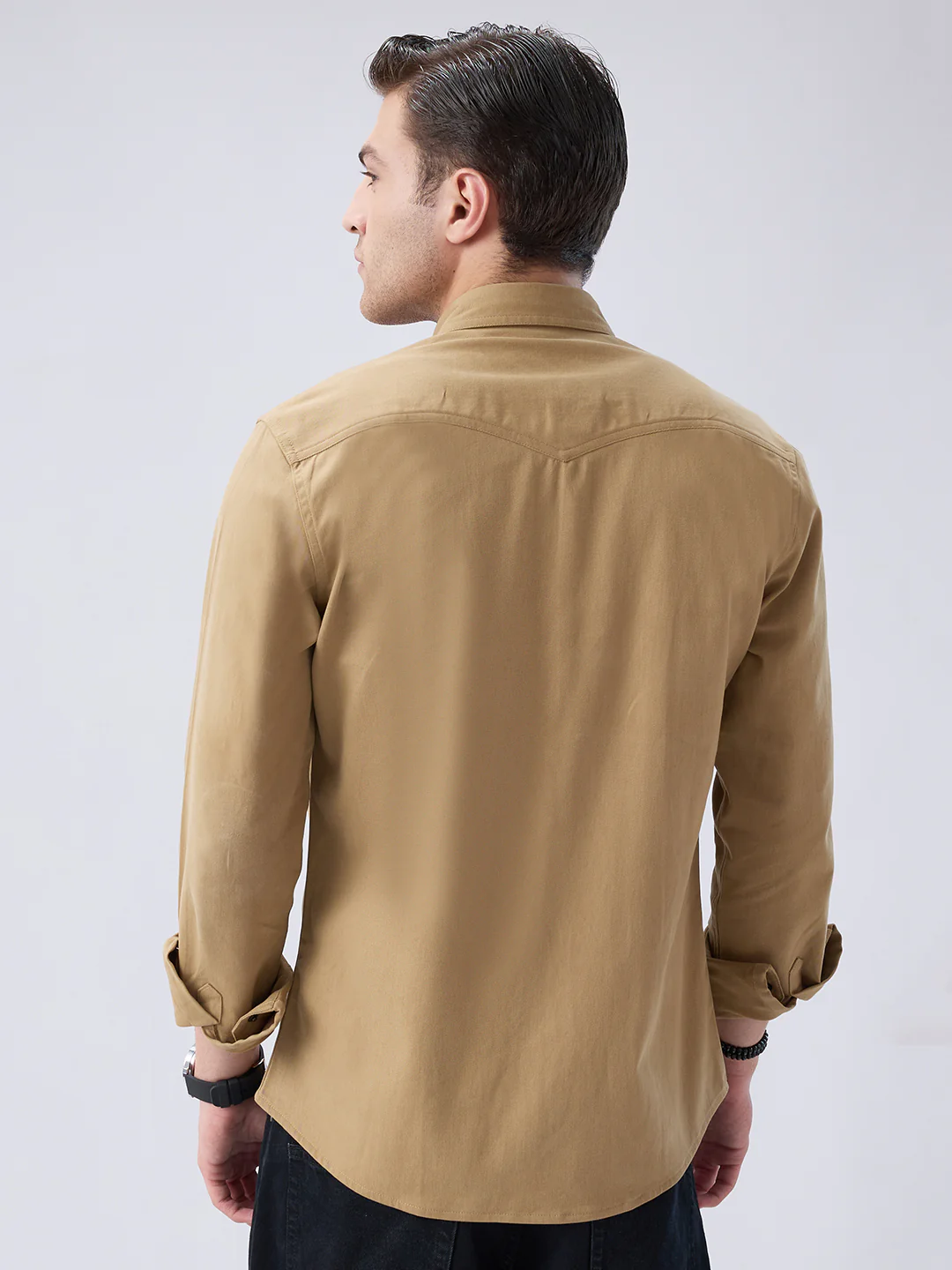 Elegant Khaki Voyager Twin Flap Pocket Overshirt - Image 8