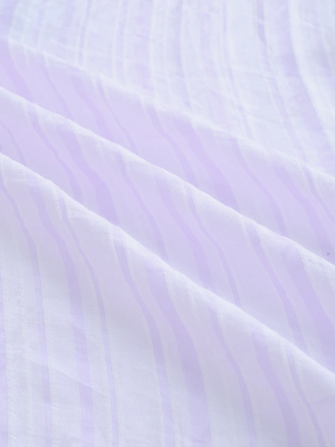 Elegant Lavender Airstripe Crinkled Boxy Fit Crop Shirt - Image 9