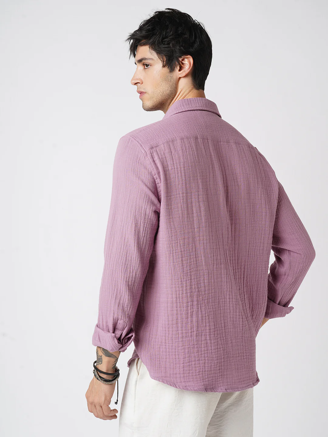 Elegant Lilac Double Cloth Shirt - Image 7