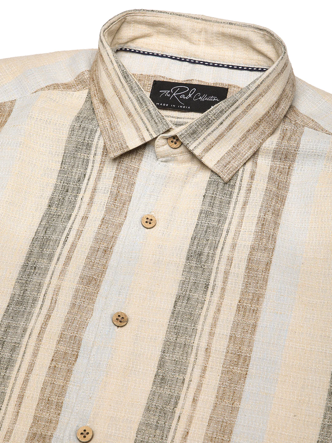 Elegant Multicolor Striped Linen Blend Shirt - Image 3