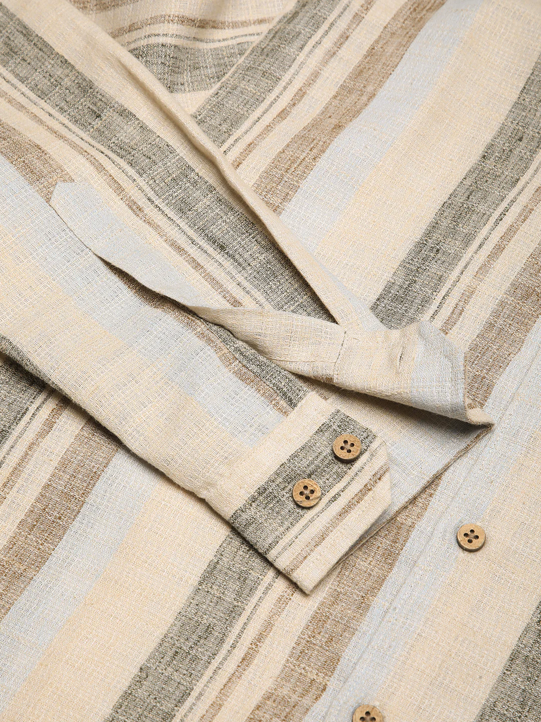 Elegant Multicolor Striped Linen Blend Shirt - Image 8
