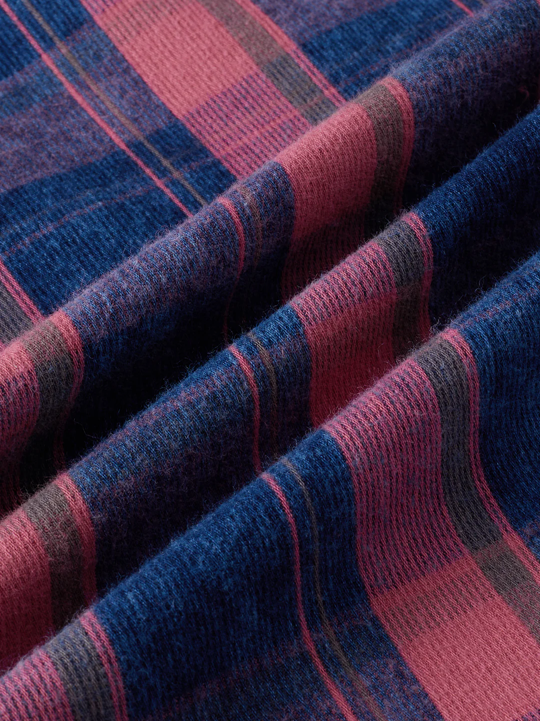 Elegant Navy & Desire Red Denim Plaid Checks Shirt - Image 8