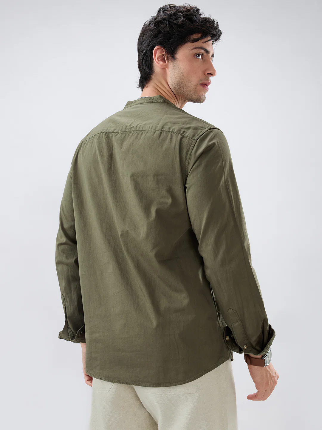 Elegant Olive Poplin Kurta - Image 7