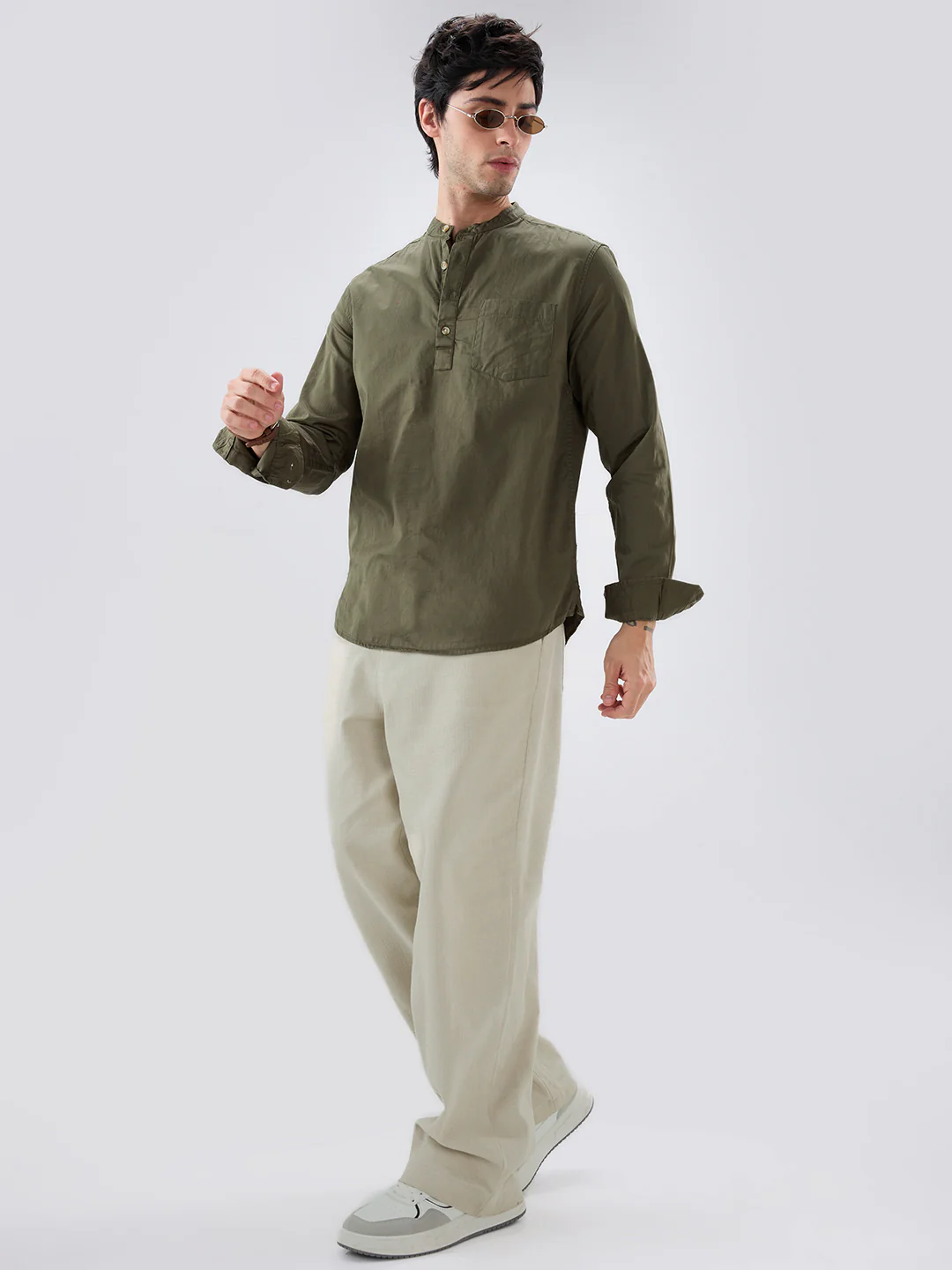 Elegant Olive Poplin Kurta - Image 8