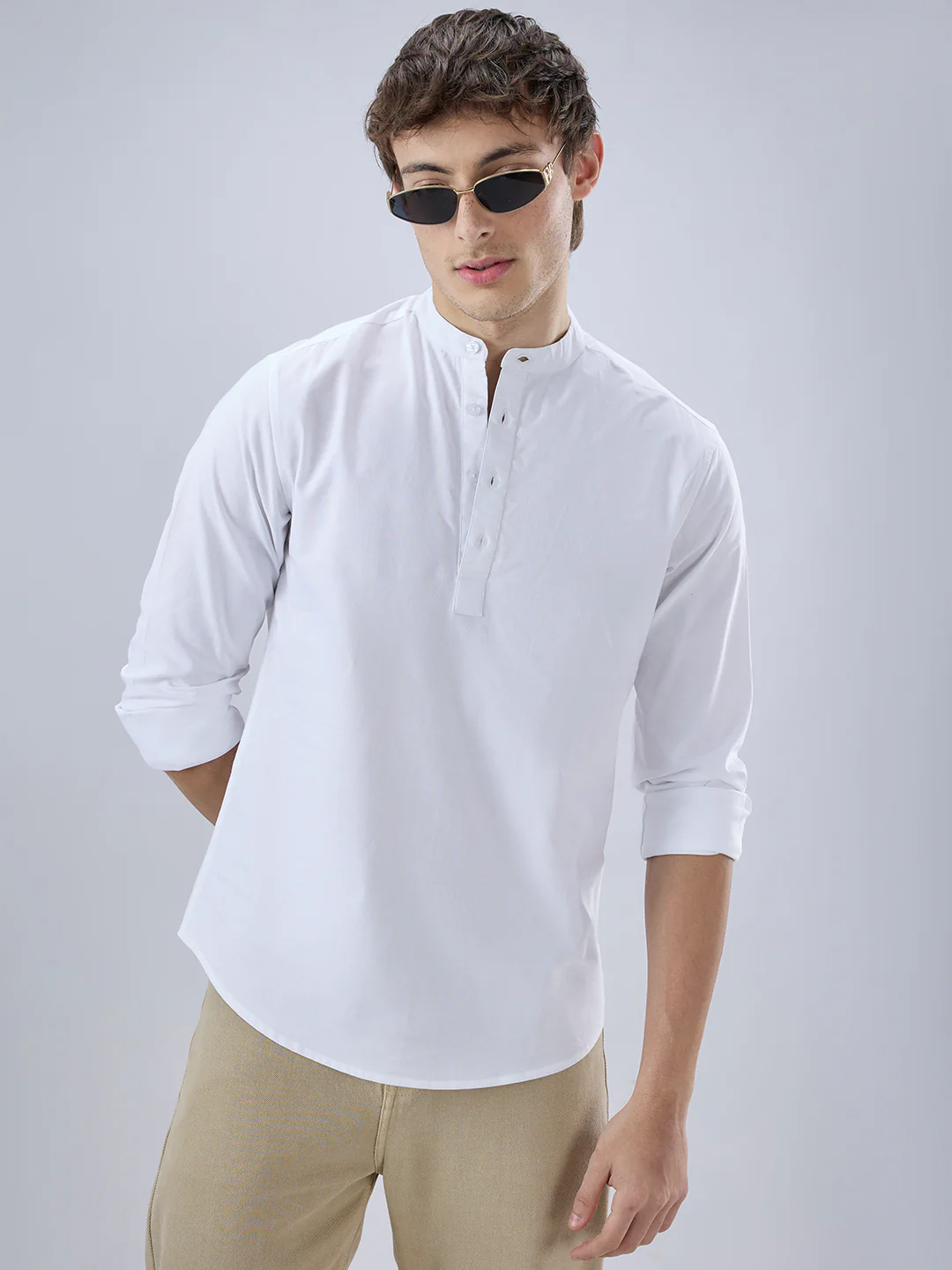 Elegant Pearl White Oxford Everyday Kurta - Image 5