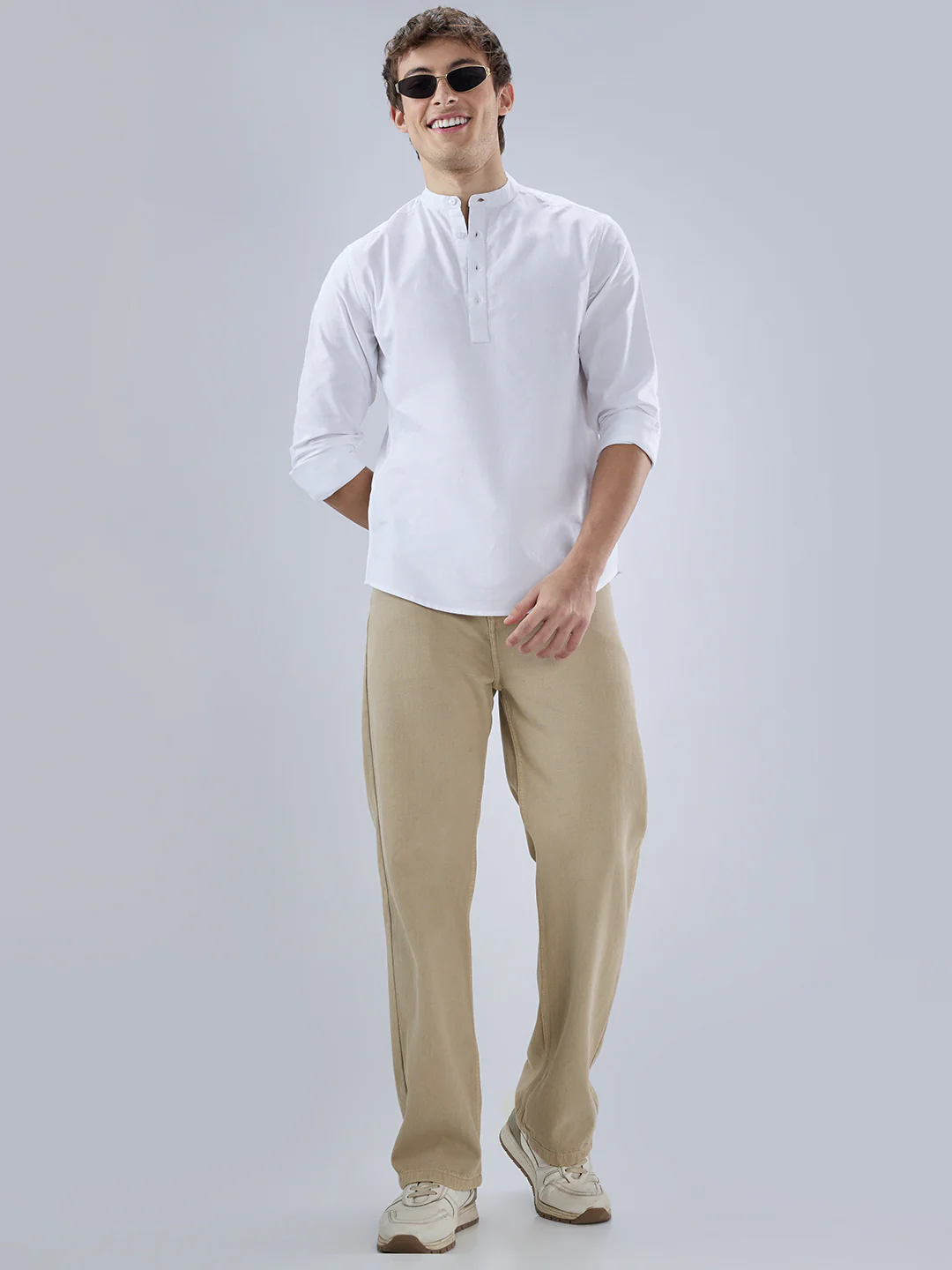 Elegant Pearl White Oxford Everyday Kurta - Image 8