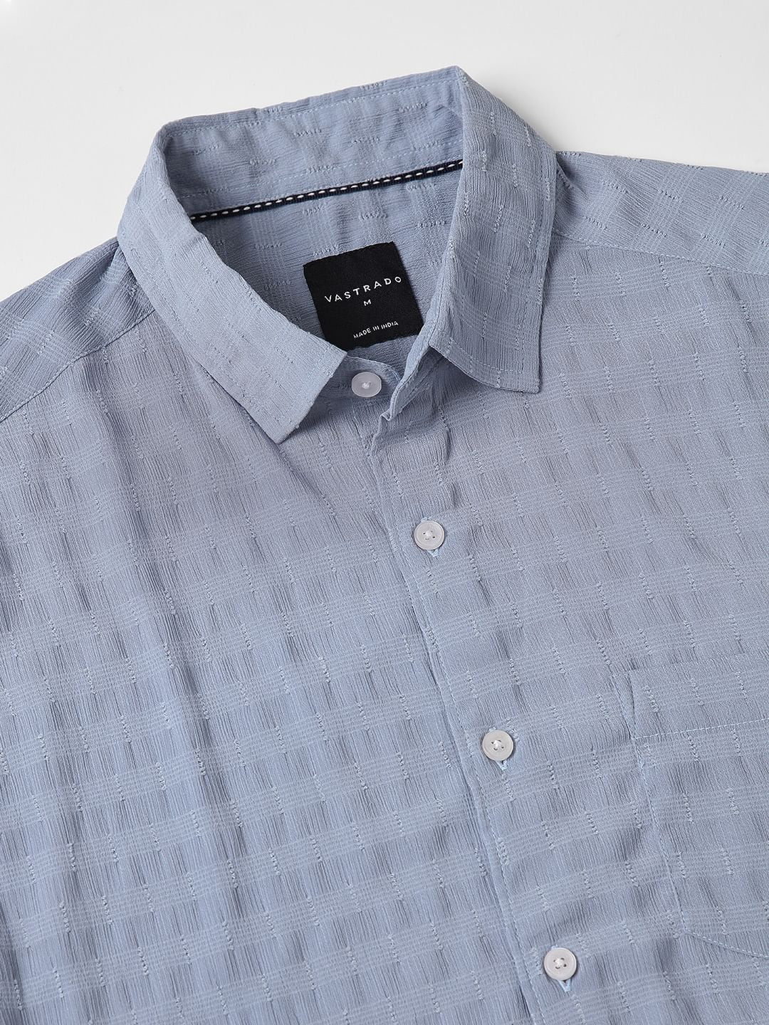 Elegant Powder Blue Dobby Striped Shirt - Image 9