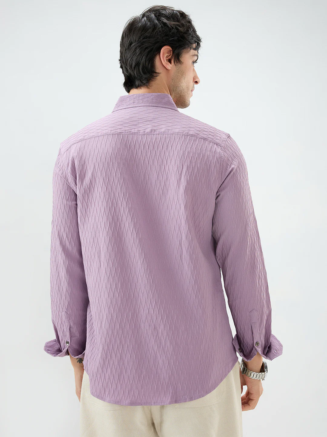 Elegant Purpureus Crinkled Jacquard Shirt - Image 7