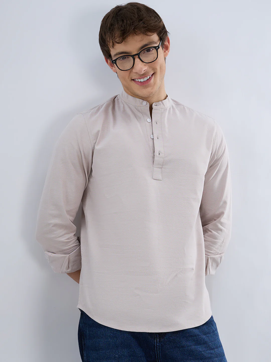 Elegant Sand Beige Oxford Everyday Kurta - Image 2