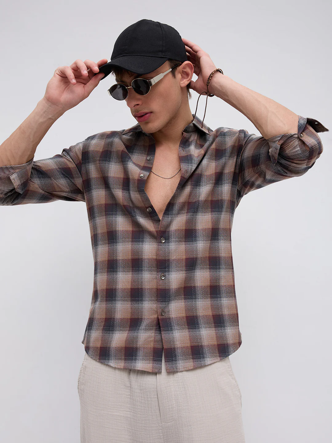 Elegant Smoked Brown Block Checks Everyday Shirt - Image 2