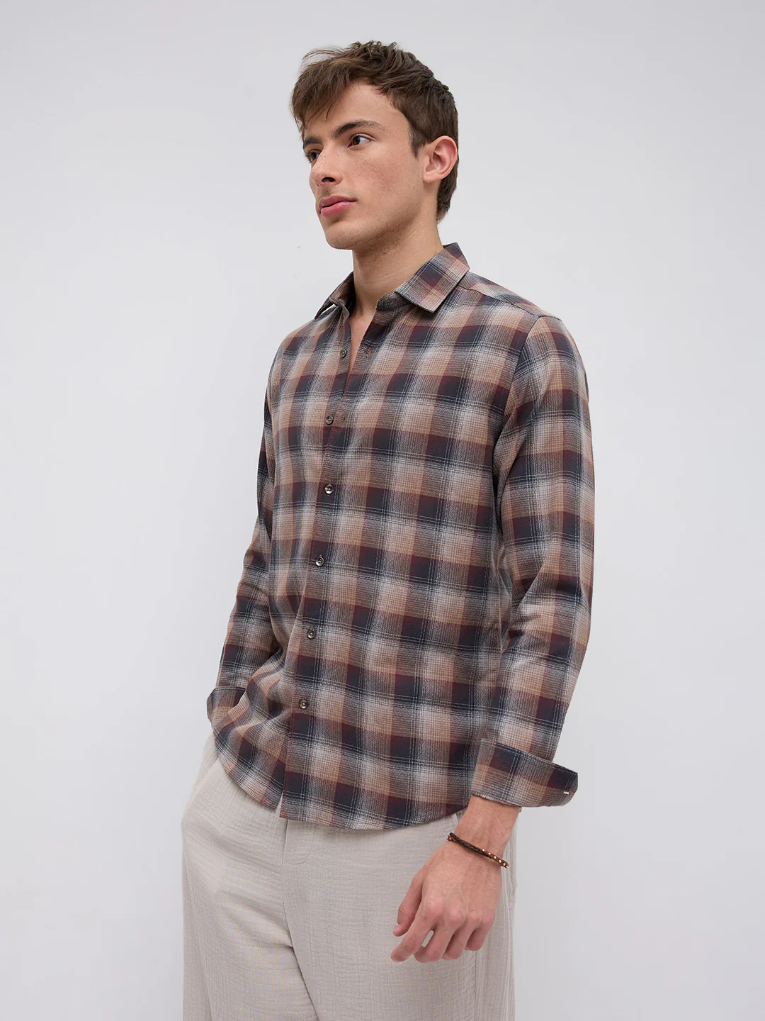 Elegant Smoked Brown Block Checks Everyday Shirt - Image 7
