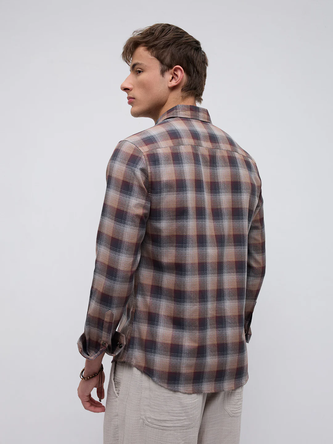 Elegant Smoked Brown Block Checks Everyday Shirt - Image 8