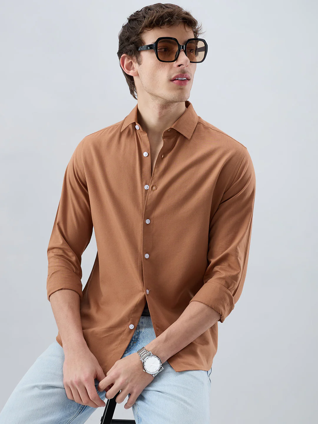Elegant Warm Rust Oxford Shirt - Image 2