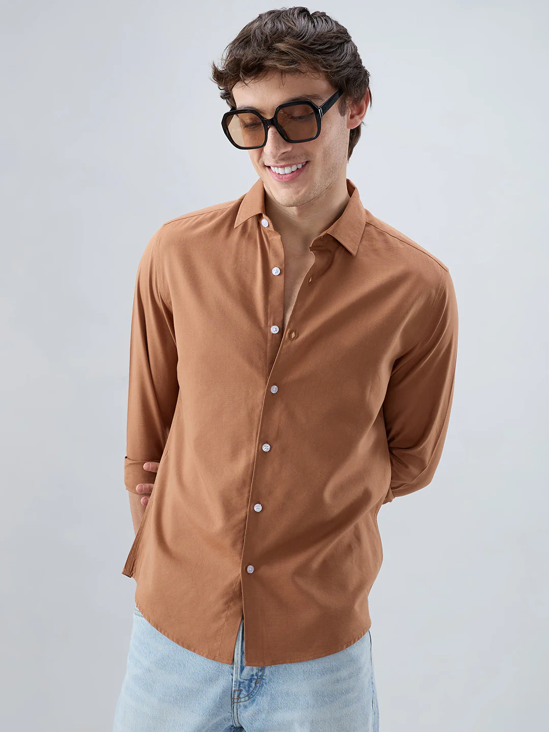 Elegant Warm Rust Oxford Shirt - Image 4