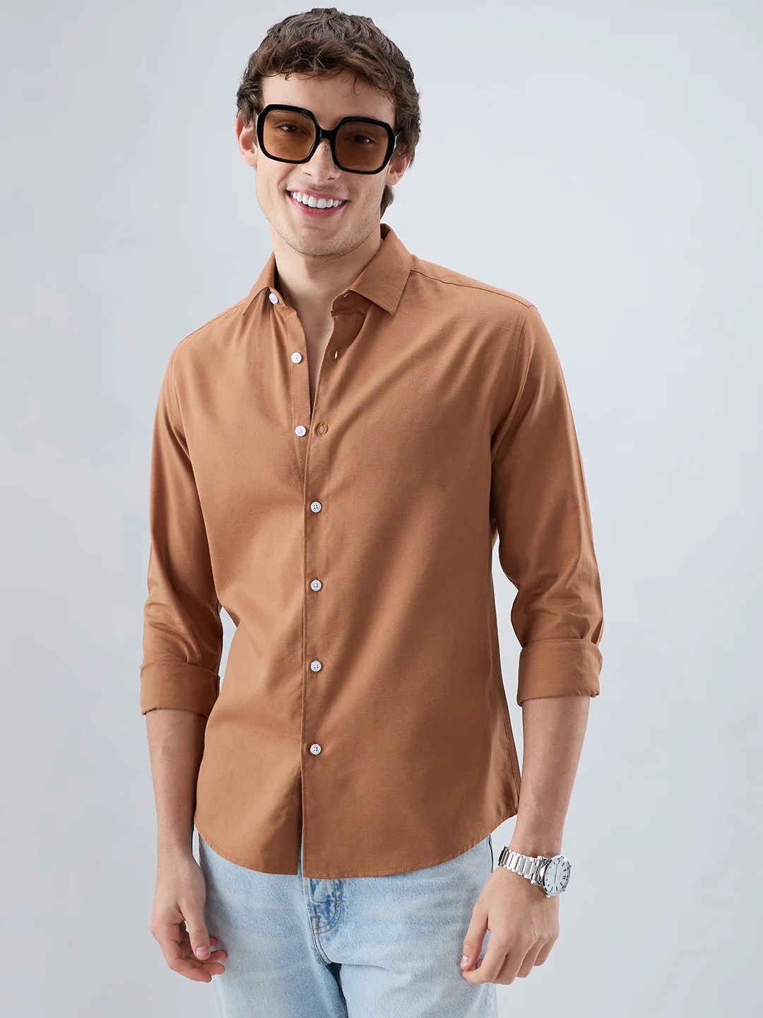 Elegant Warm Rust Oxford Shirt - Image 5