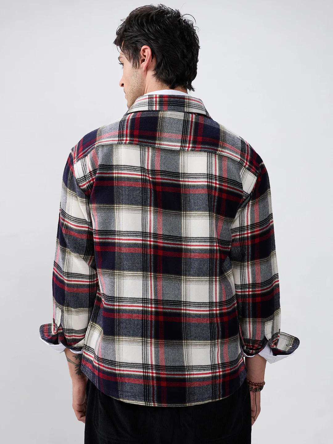 Elevated Crimson Black Winter Checks Double Pocket Flannel Shirt - Image 7