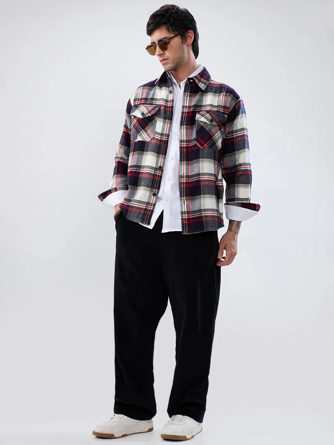 Elevated Crimson Black Winter Checks Double Pocket Flannel Shirt - Image 8