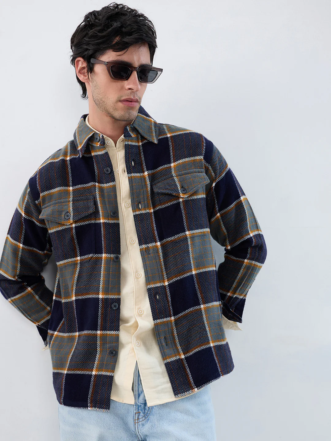 Elevated Multicolor Checks Double Pocket Flannel Shirt - Image 2