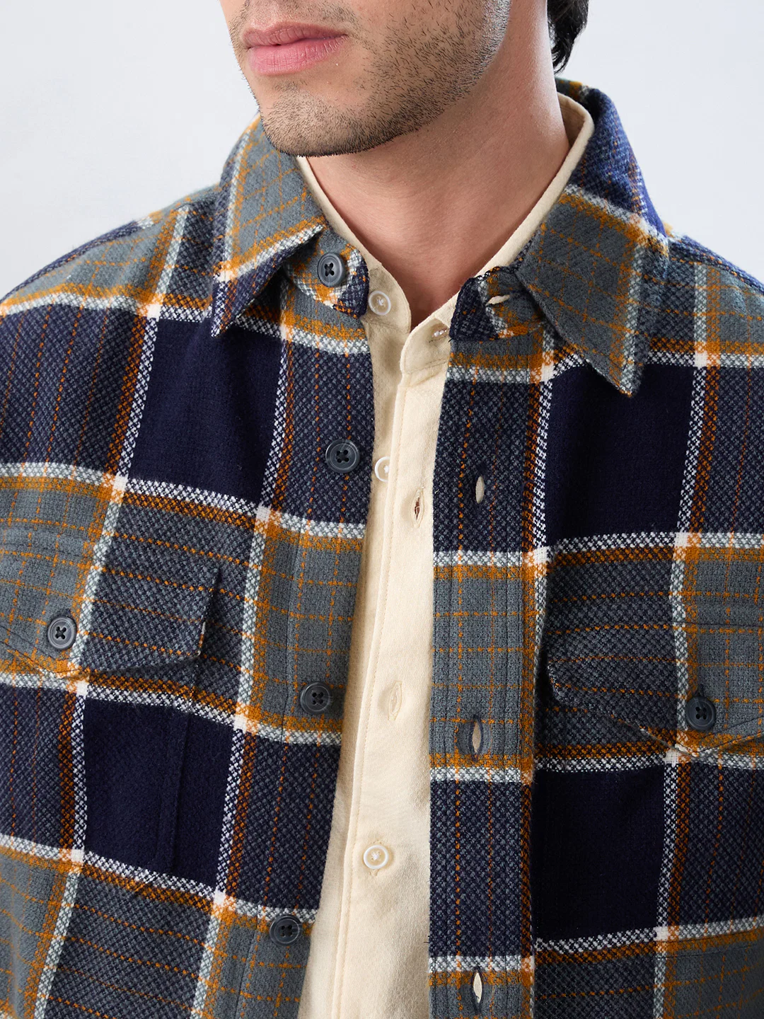 Elevated Multicolor Checks Double Pocket Flannel Shirt - Image 3