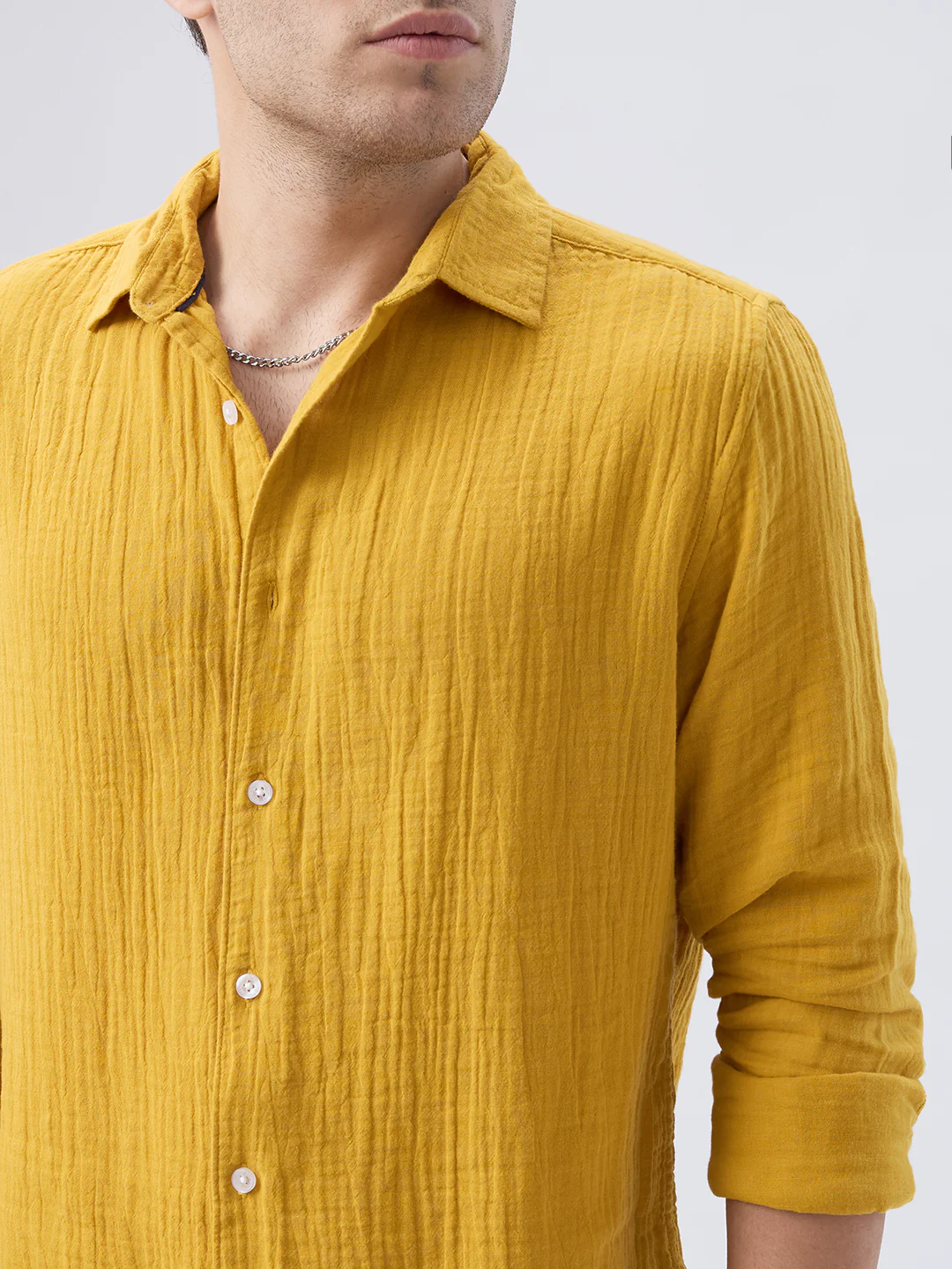 Elite Mustard Double Cloth Shirt - Image 3
