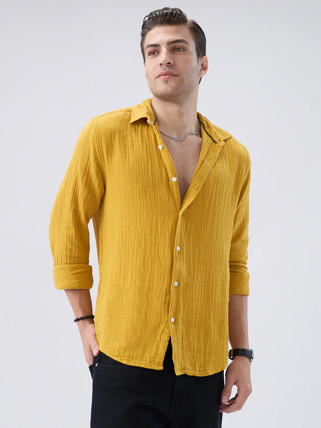 Elite Mustard Double Cloth Shirt - Image 4