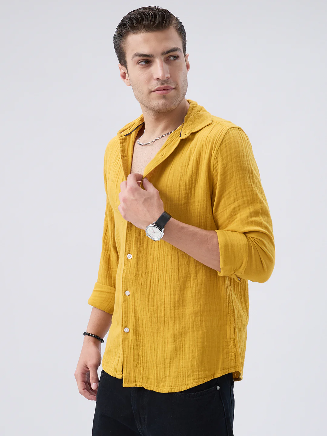 Elite Mustard Double Cloth Shirt - Image 5